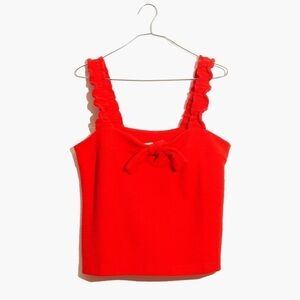 Madewell Tie Front Bow Tank Red